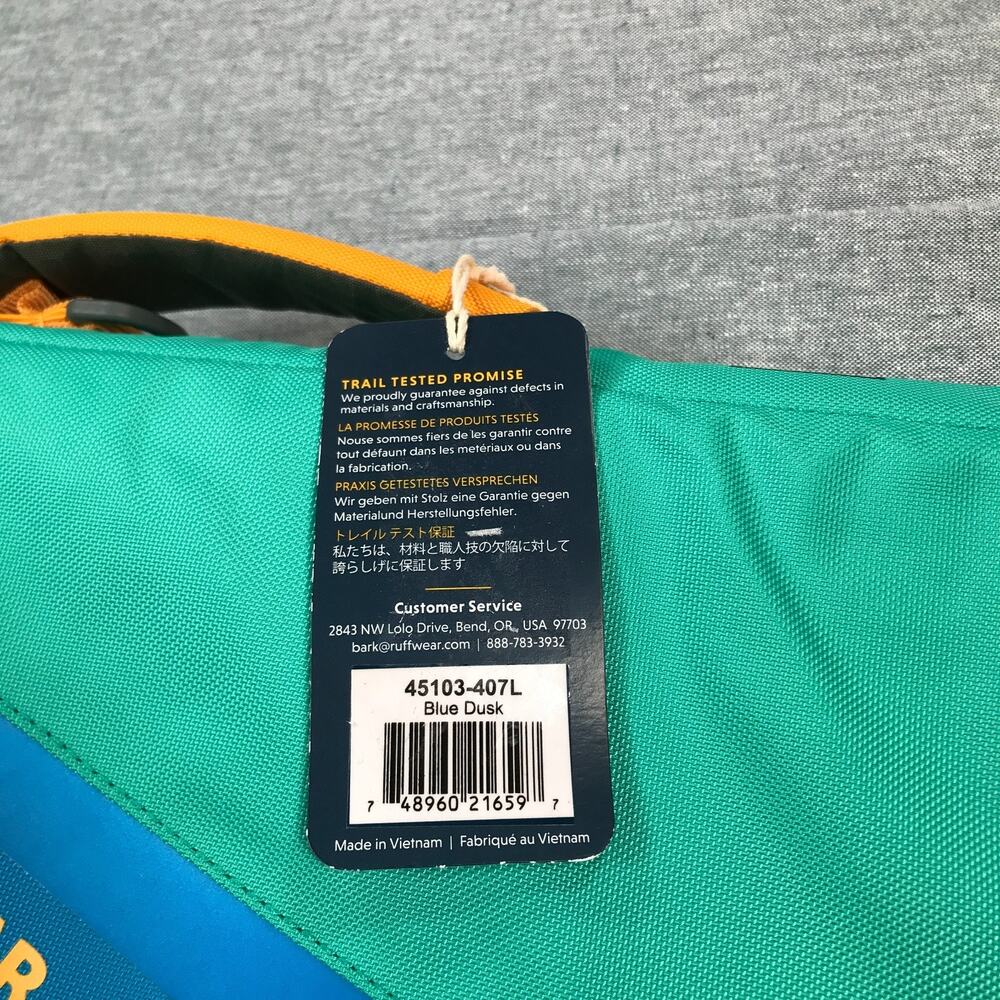 RuffWear Large Float Coat Dog Life Jacket Water Flotation Device Blue Green NWT - Picture 5 of 5